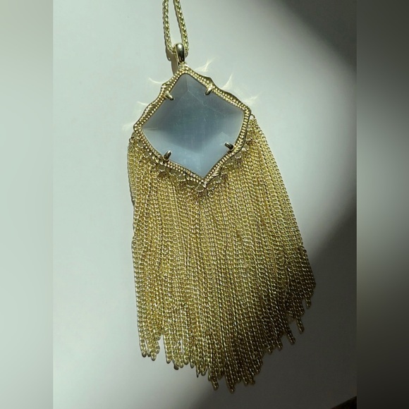 Kingston Gold Long Pendant Necklace In Slate Cats Eye - Picture 5 of 8